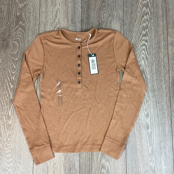 Alpine Design Women's Long Sleeve Caramel Latte Henley Small NEW Brown Duofold - Picture 2 of 6